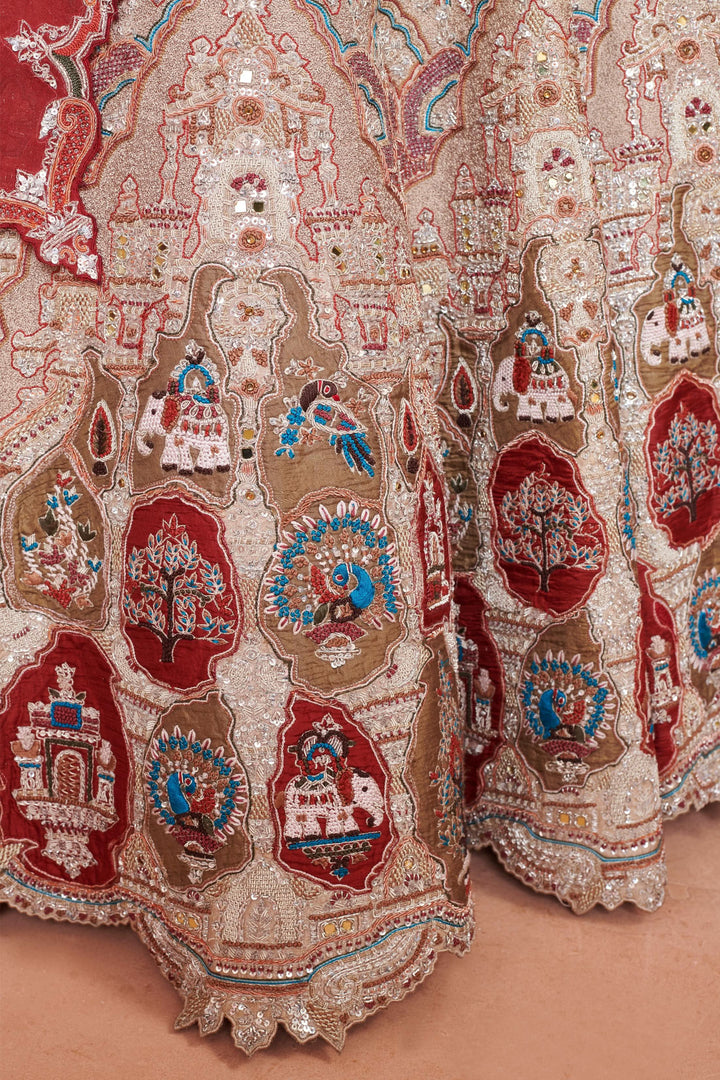 Primrose Zardozi Lehenga with Peacock Motifs, Customizable, Made to Order