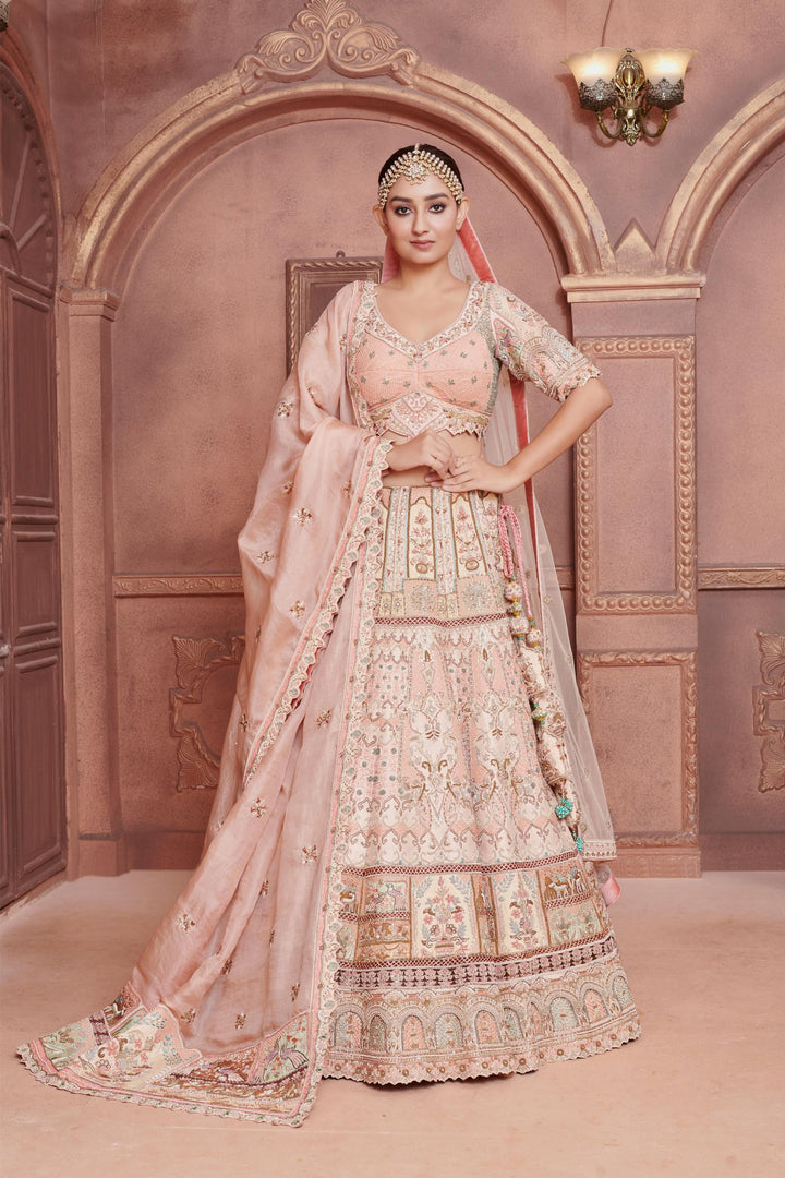 Pastel Magnolia Lehenga with double dupatta, Customizable, Made to Order