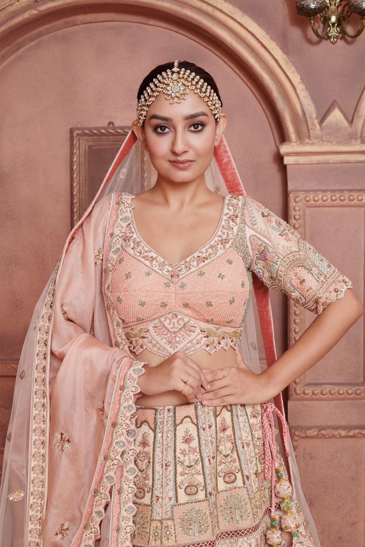 Pastel Magnolia Lehenga with double dupatta, Customizable, Made to Order