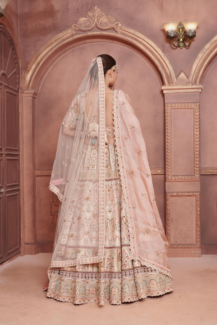 Pastel Magnolia Lehenga with double dupatta, Customizable, Made to Order