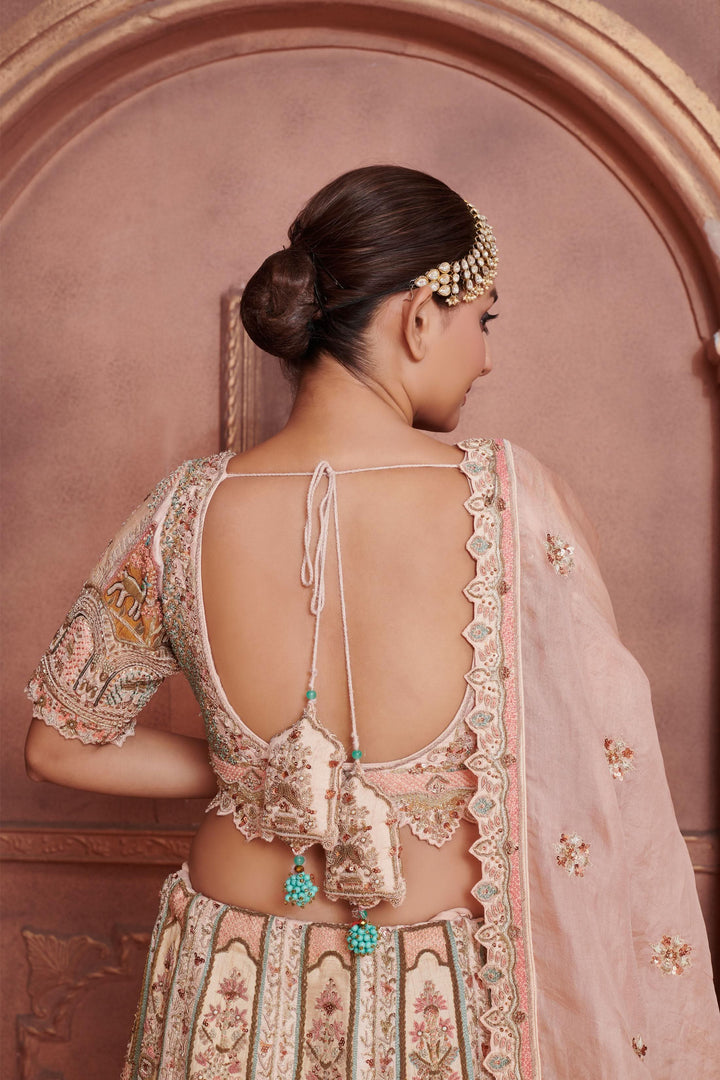 Pastel Magnolia Lehenga with double dupatta, Customizable, Made to Order