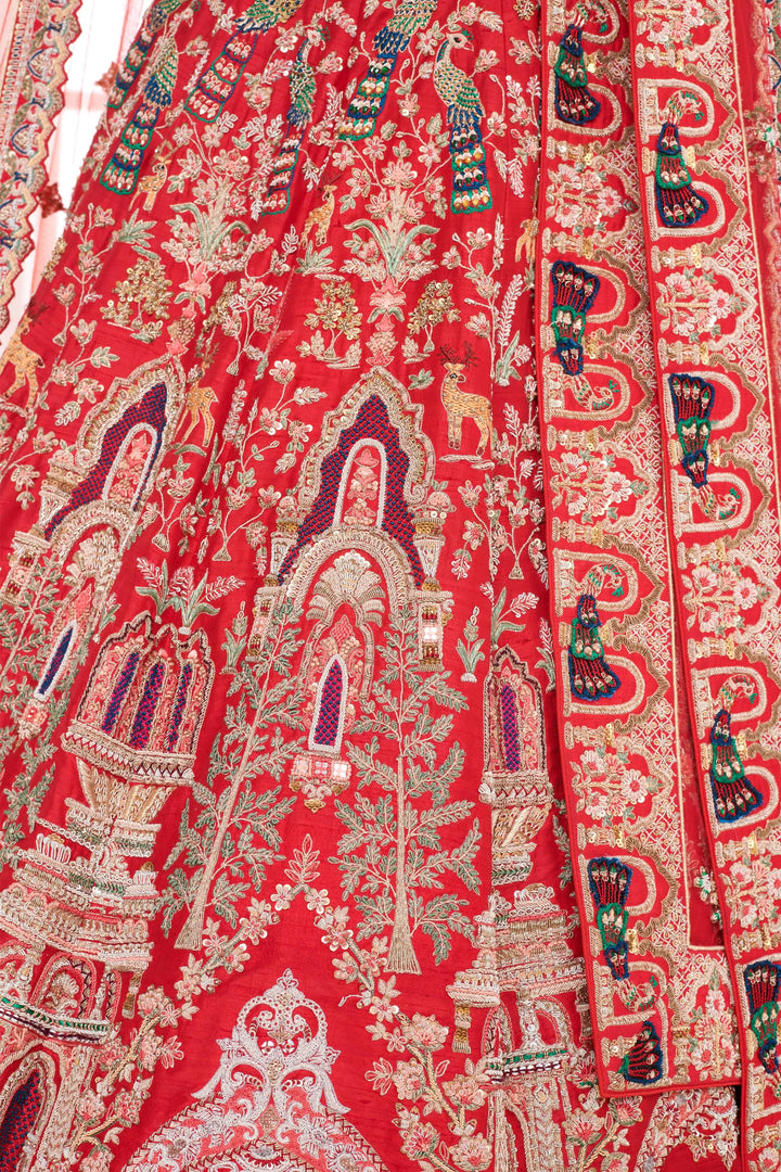 Lillian Berry Red Lehenga with double dupatta, Customizable, Made to Order