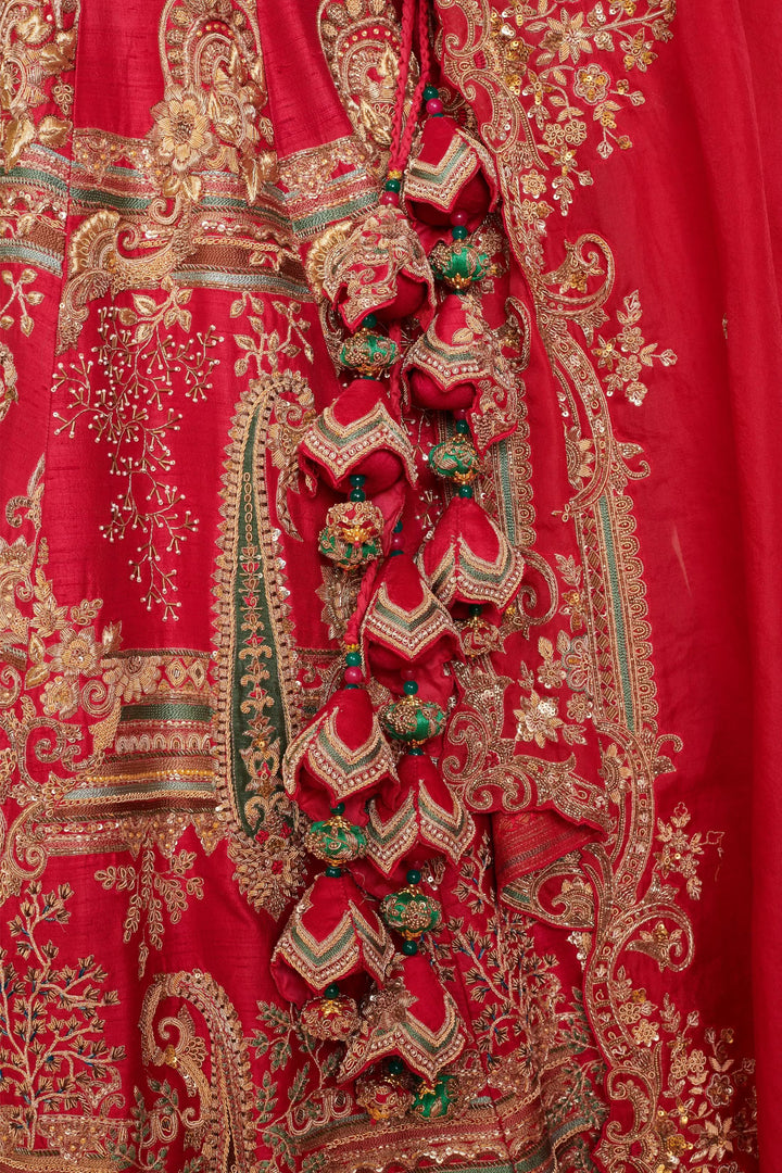Crimson Twilight Ombré Lehenga with double dupatta, Customizable, Made to Order