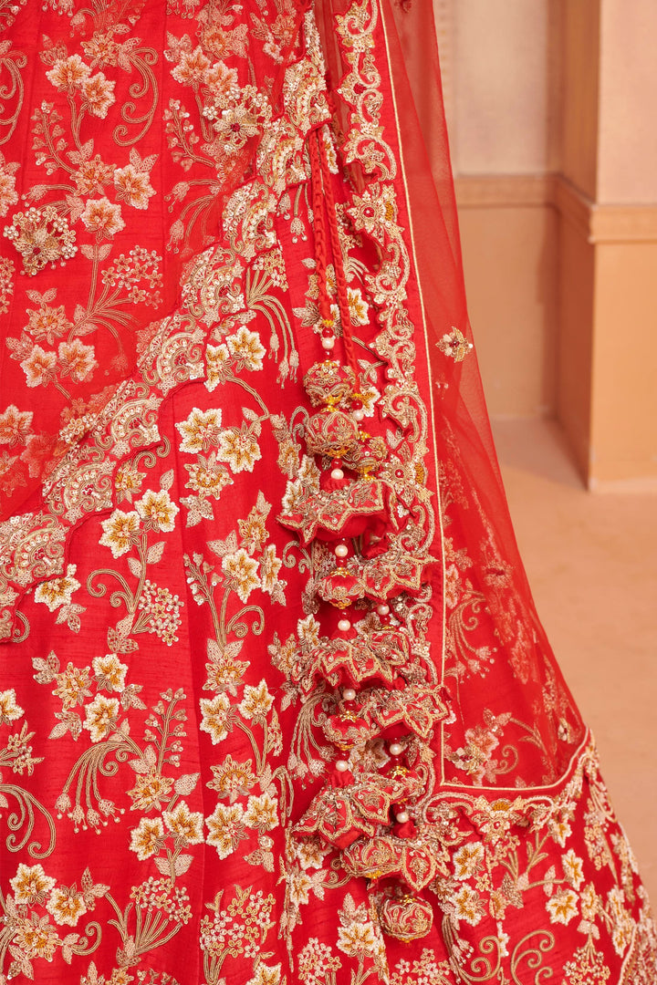 Ruby Rose Regalia Lehenga with  Zardosi  embroidery, Customizable, Made to Order