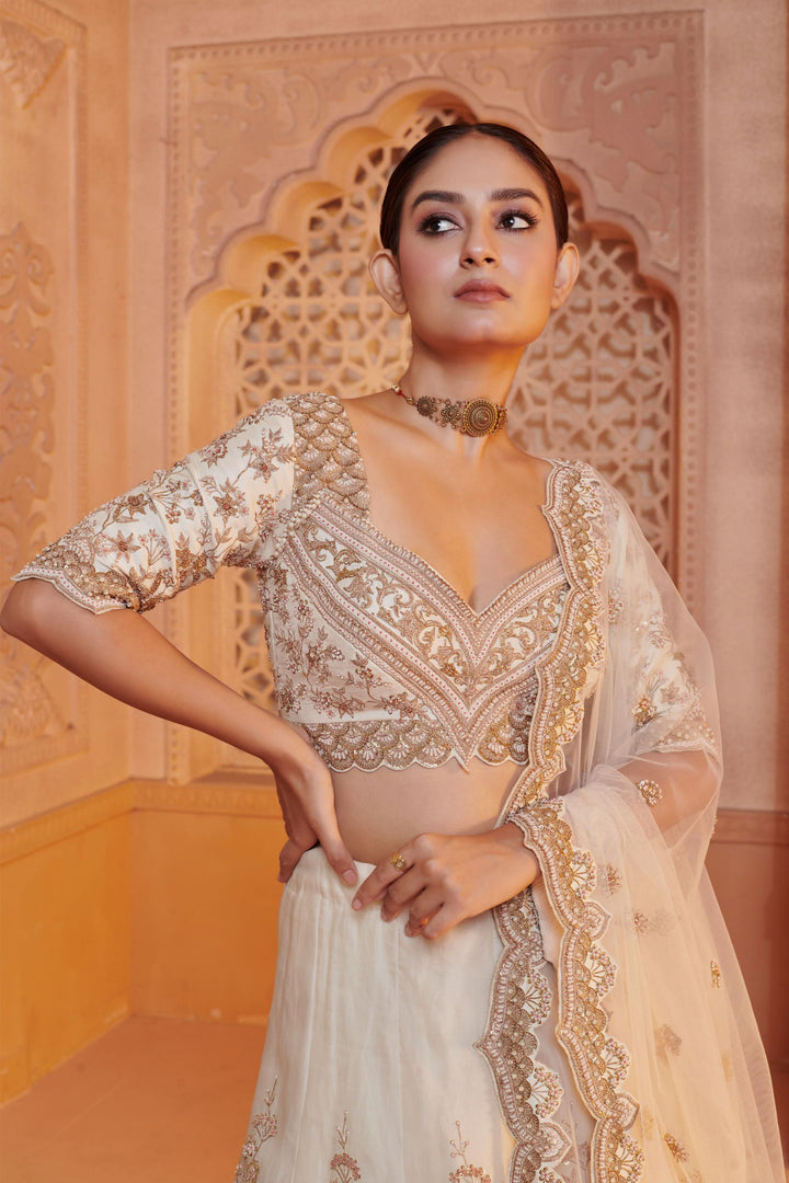 Irene Ivory Lehenga with Dori embroidery, Customizable, Made to Order