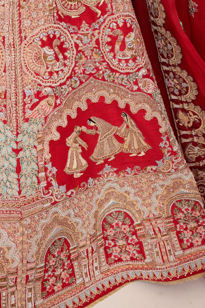 Garnet Glow Lehenga with double dupattas, Customizable, Made to Order