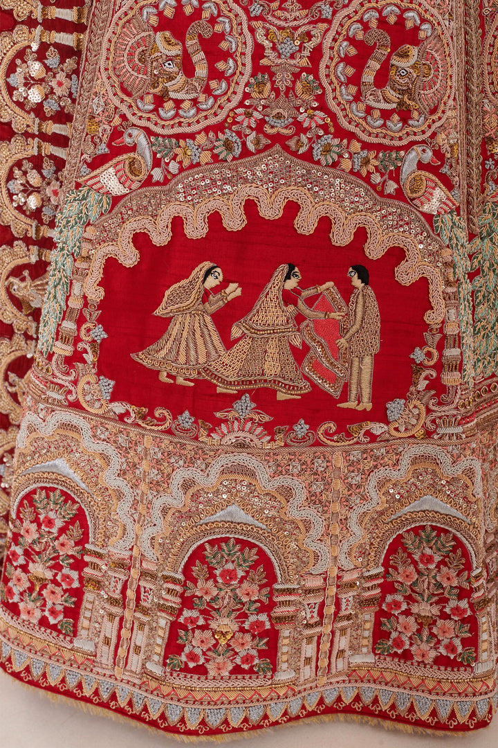 Garnet Glow Lehenga with double dupattas, Customizable, Made to Order