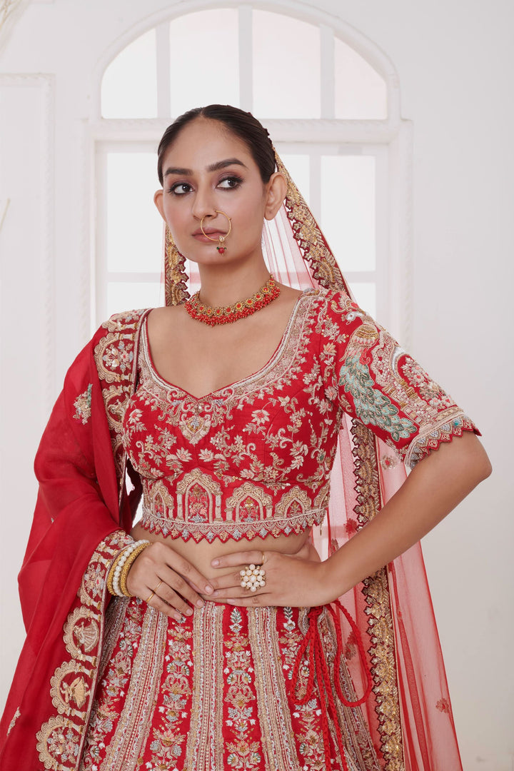 Garnet Glow Lehenga with double dupattas, Customizable, Made to Order