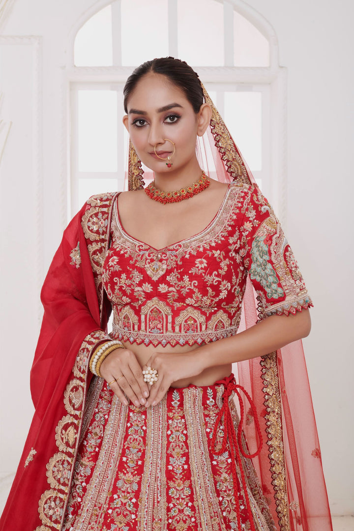 Garnet Glow Lehenga with double dupattas, Customizable, Made to Order