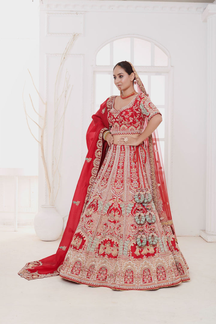 Garnet Glow Lehenga with double dupattas, Customizable, Made to Order