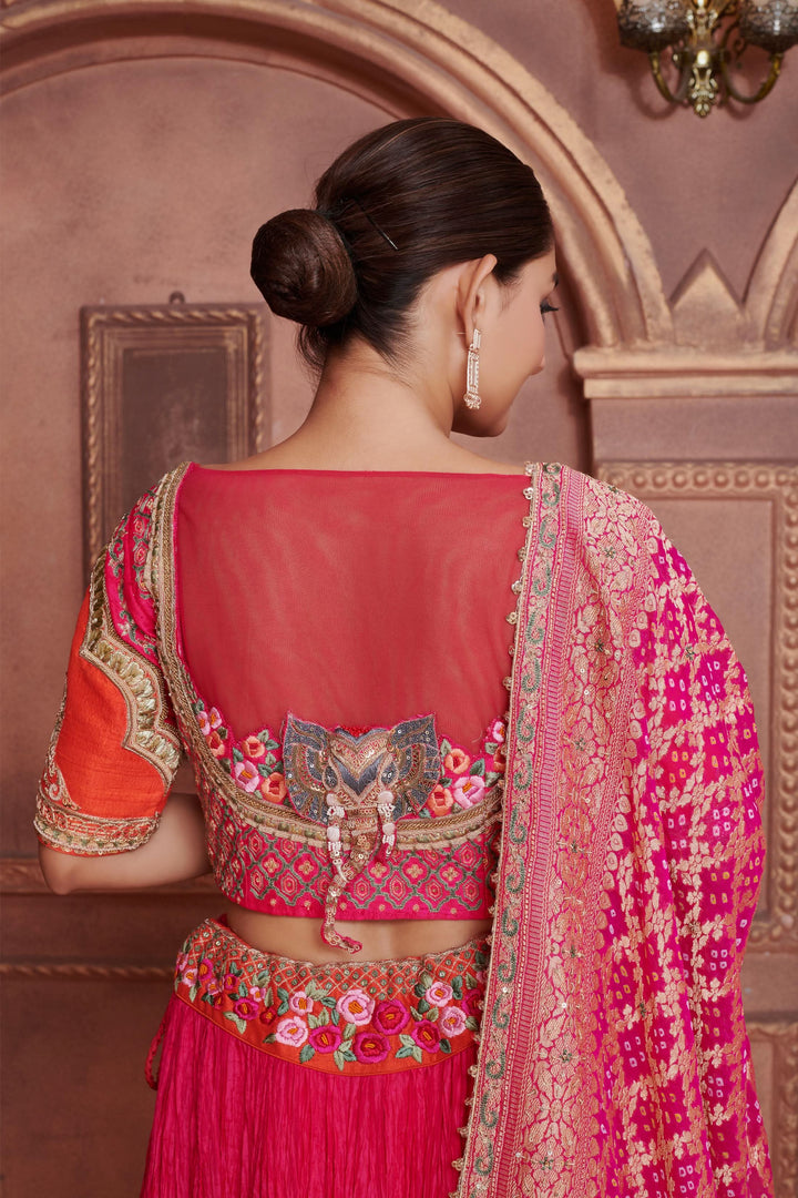 Apricot Dream Lehenga in Ombre Orange Pink, Customizable, Made to Order
