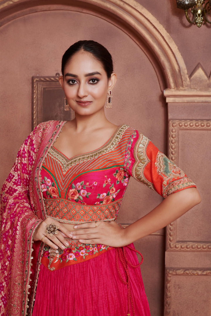 Apricot Dream Lehenga in Ombre Orange Pink, Customizable, Made to Order