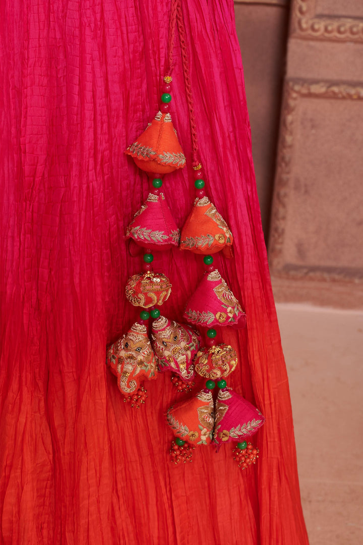 Apricot Dream Lehenga in Ombre Orange Pink, Customizable, Made to Order