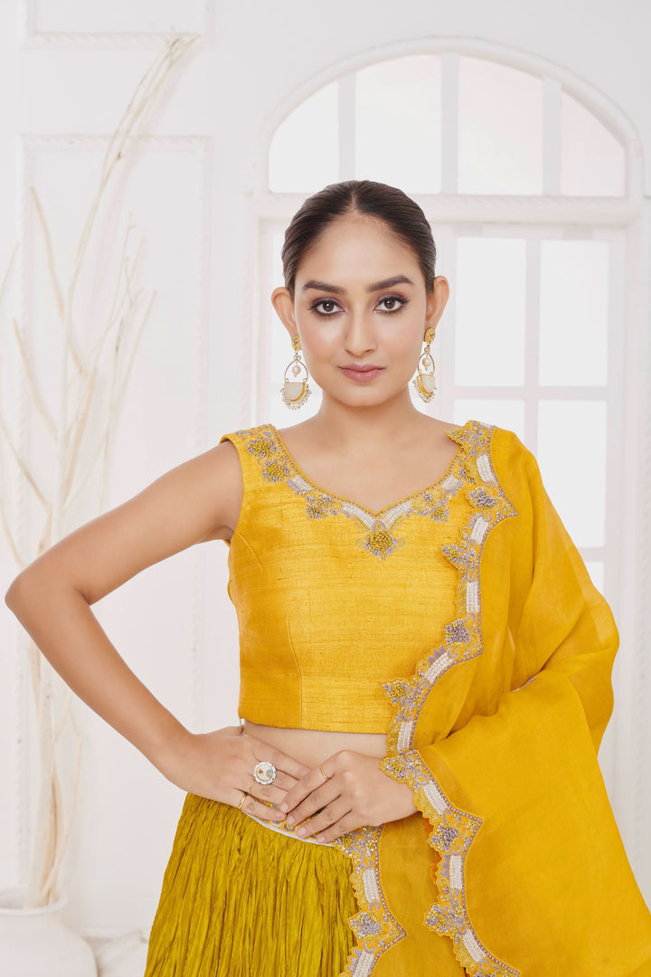 Maira Moss Lehenga with Jacket, Customizable, Made to Order