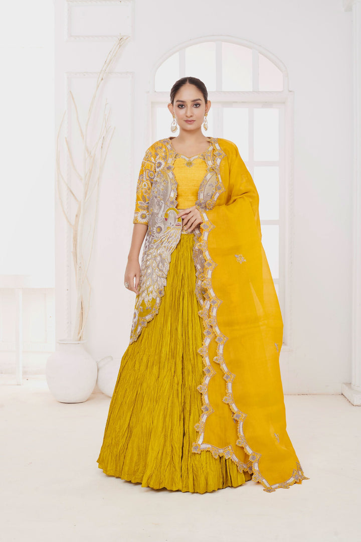 Maira Moss Lehenga with Jacket, Customizable, Made to Order