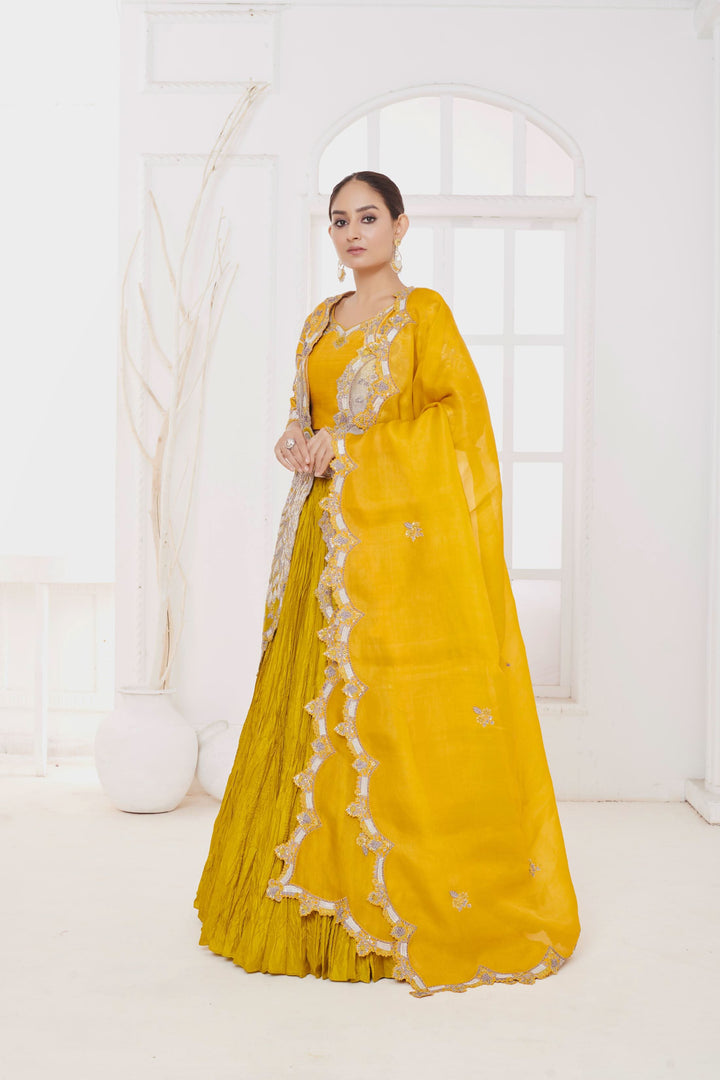 Maira Moss Lehenga with Jacket, Customizable, Made to Order