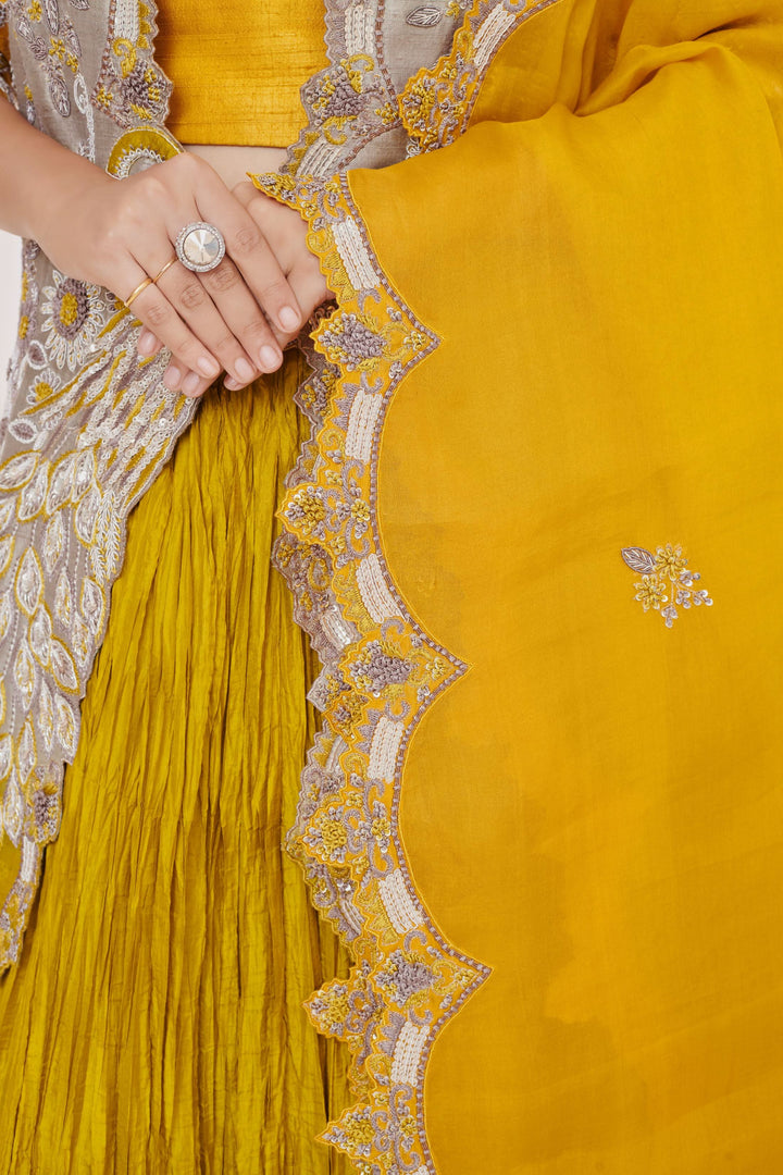 Maira Moss Lehenga with Jacket, Customizable, Made to Order