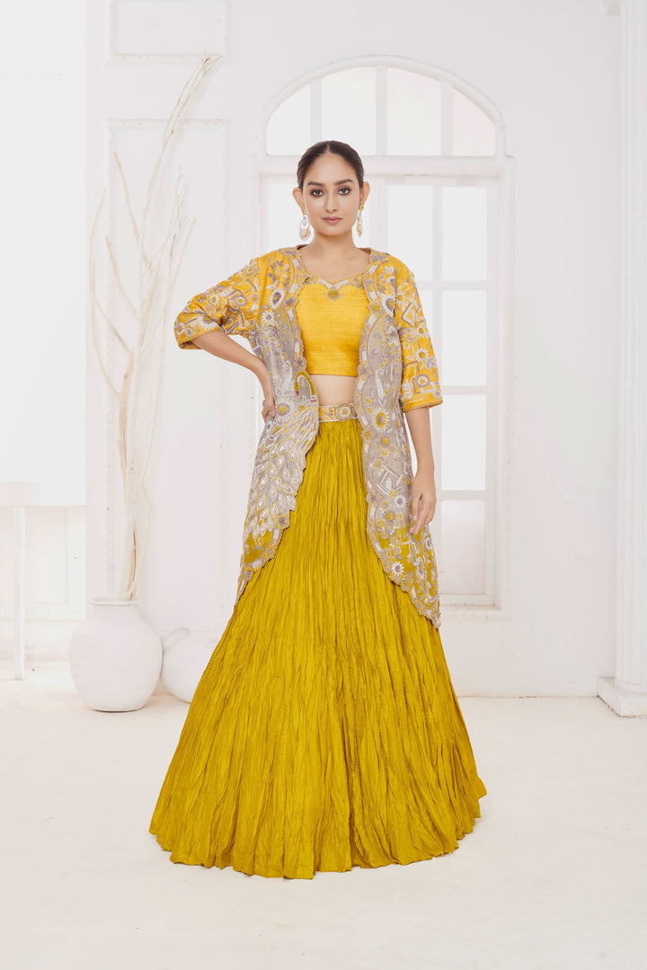 Maira Moss Lehenga with Jacket, Customizable, Made to Order