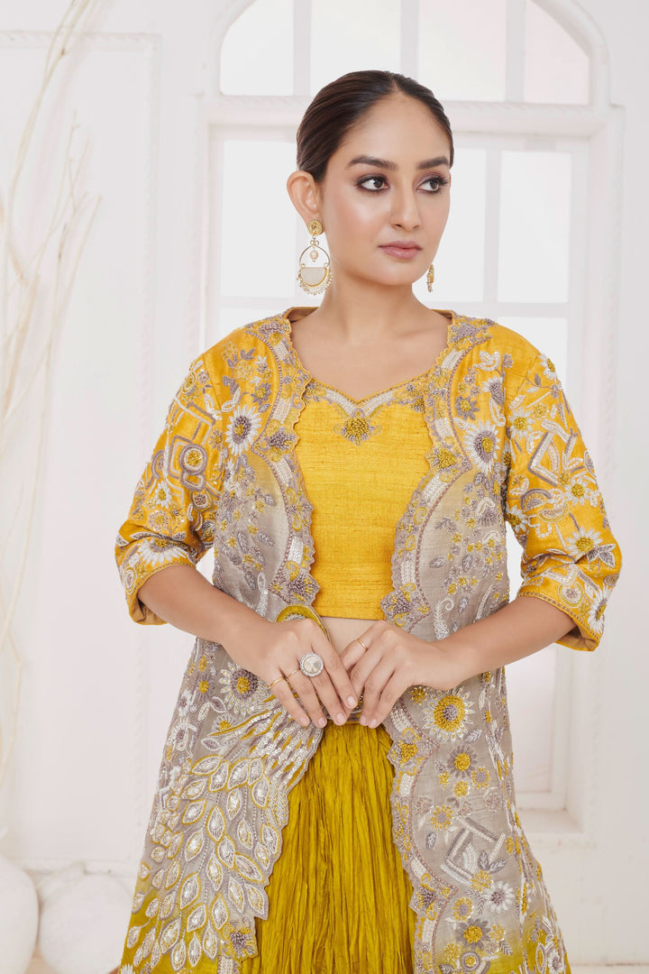 Maira Moss Lehenga with Jacket, Customizable, Made to Order