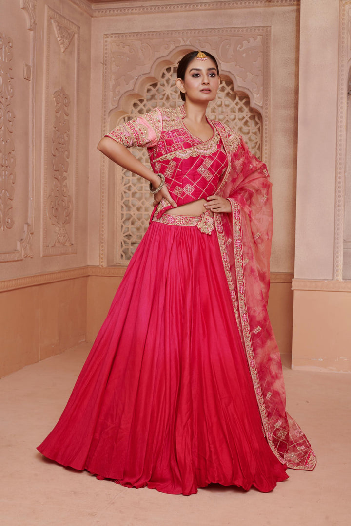 Sangria Charm Lehenga with embroidery, Customizable, Made to Order