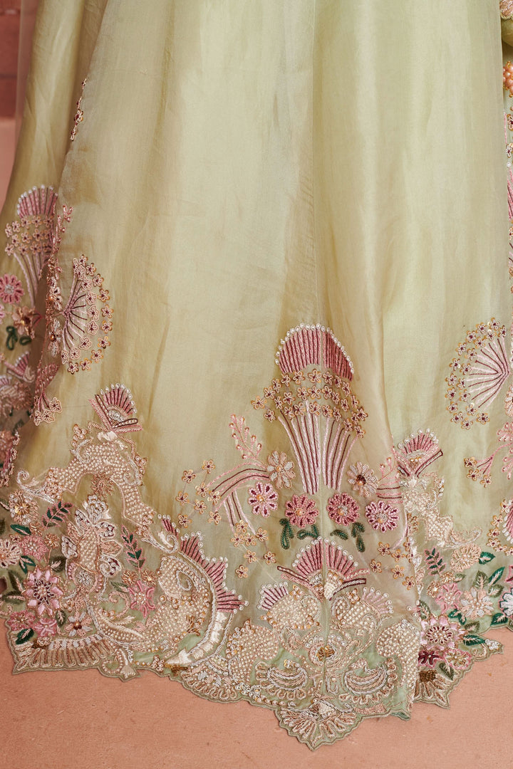 Mint Garden Organza Lehenga with embroidery, Customizable, Made to Order
