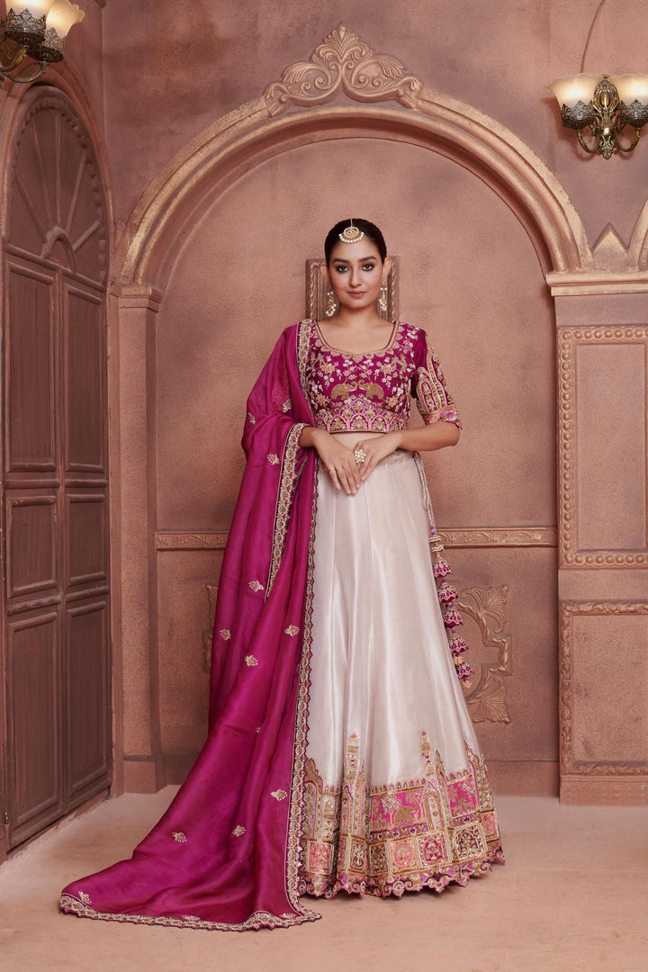Ivory Orchid Lehenga with embroidery, Customizable, Made to Order
