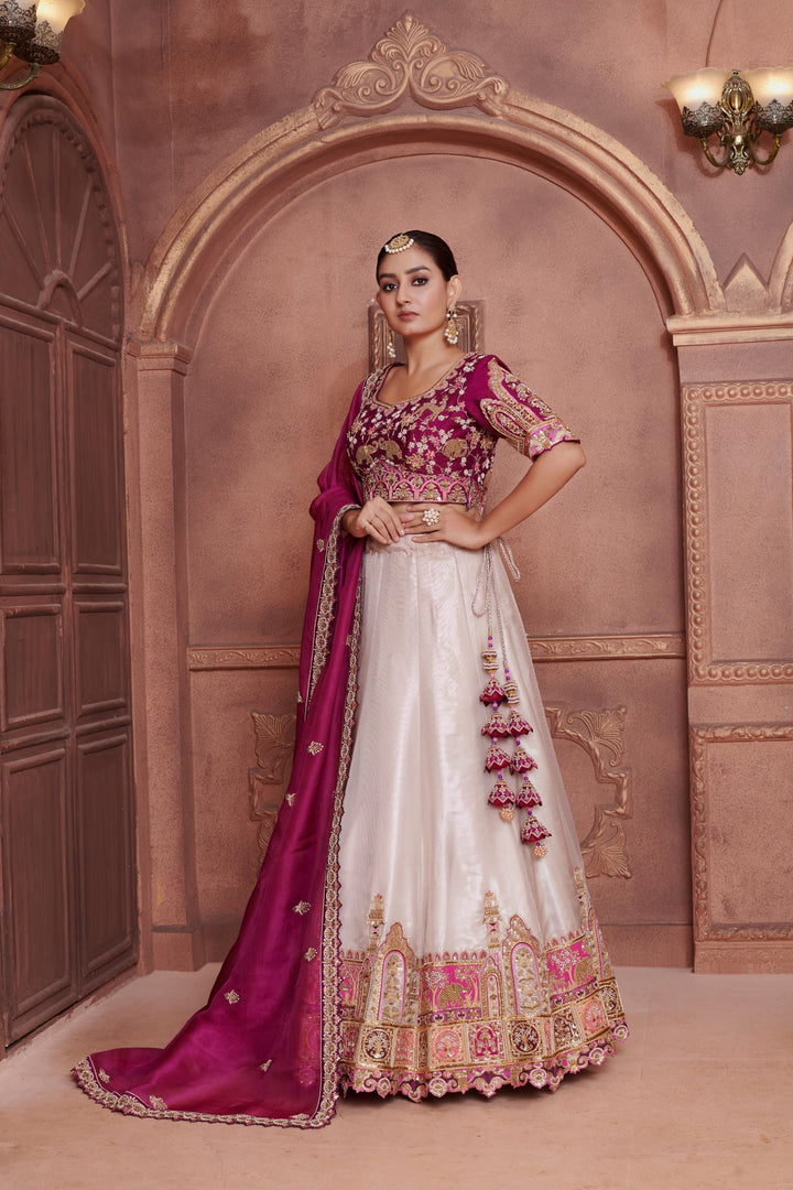 Ivory Orchid Lehenga with embroidery, Customizable, Made to Order