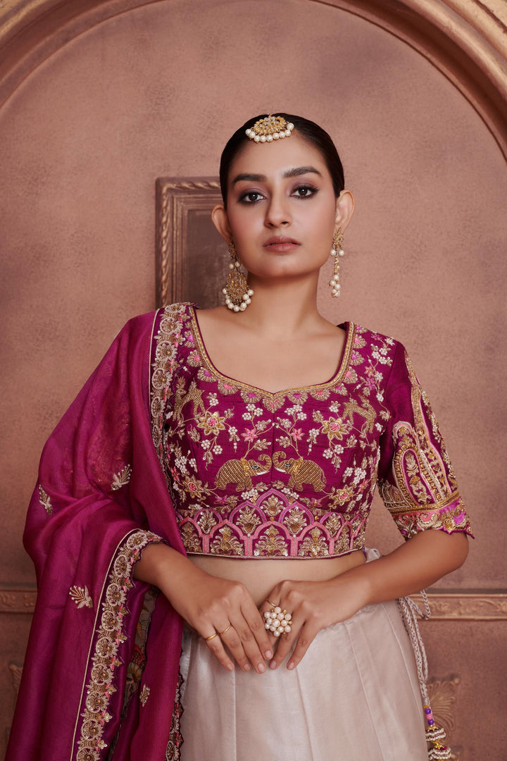 Ivory Orchid Lehenga with embroidery, Customizable, Made to Order