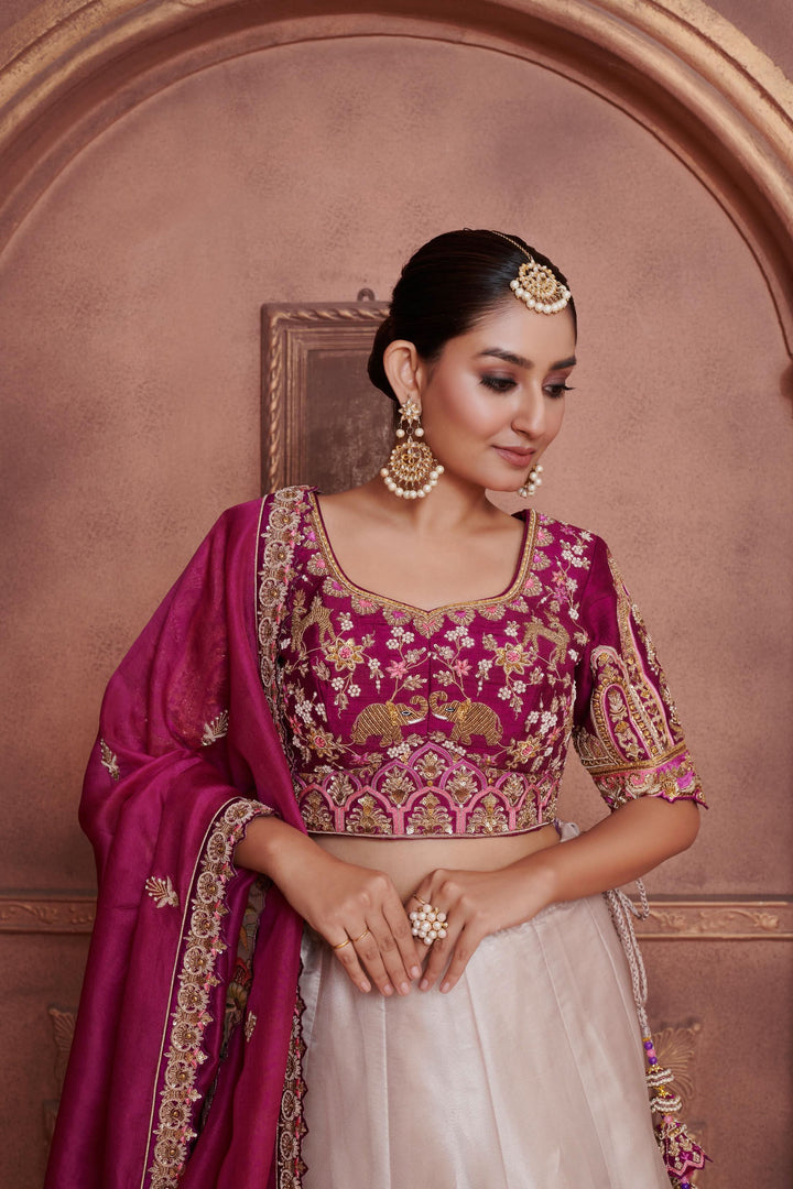 Ivory Orchid Lehenga with embroidery, Customizable, Made to Order
