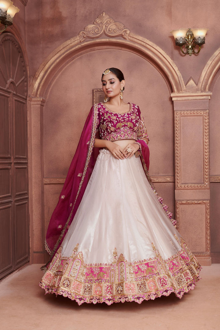 Ivory Orchid Lehenga with embroidery, Customizable, Made to Order