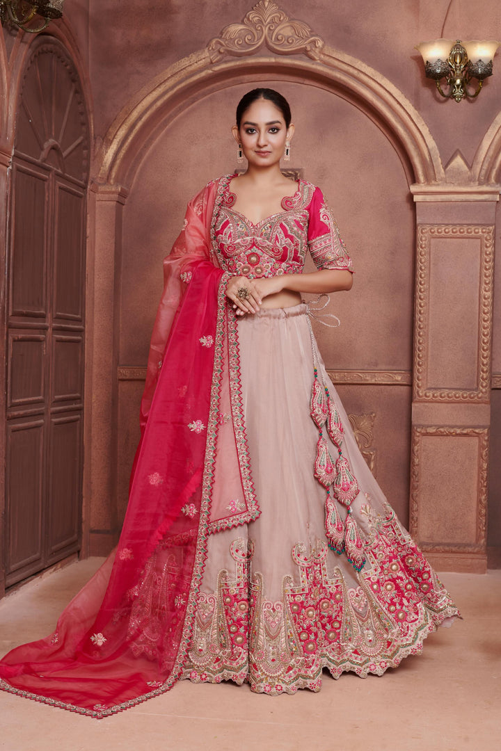 Pastel Peony Lehenga with embroidery, Customizable, Made to Order