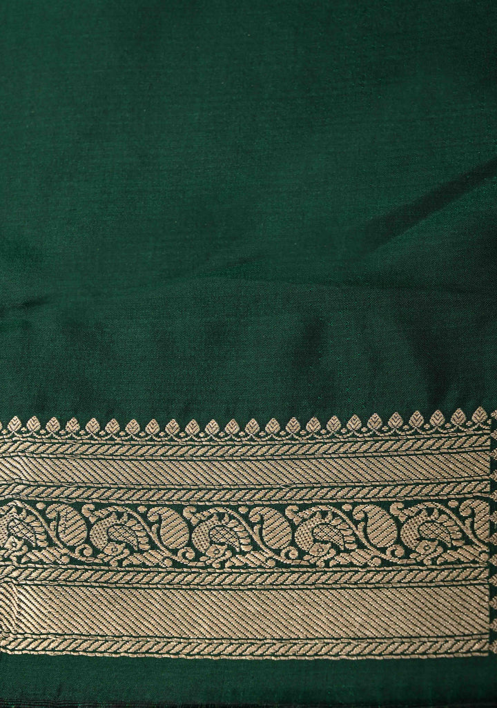 Green Pure Banarasi Katan Silk Saree with Alfi Shikaargah Jaal and Zari Border  | SILK MARK CERTIFIED