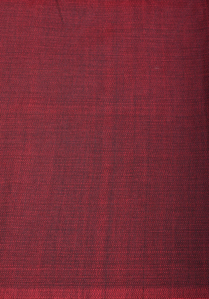 Reversibleree Maheshwari Sa in mercerised Cotton with extra Long tassle in Maroon and No blouse Piece