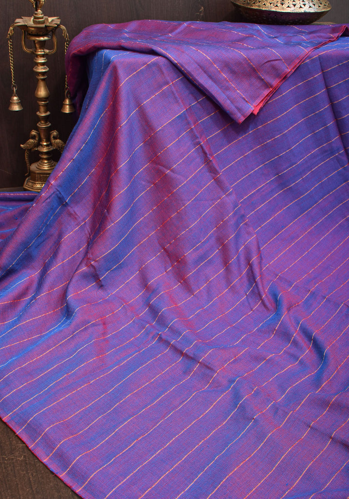 Reversible Maheshwari Saree in Mercerised Cotton with Extra Long tassles in Purple, no blouse Piece