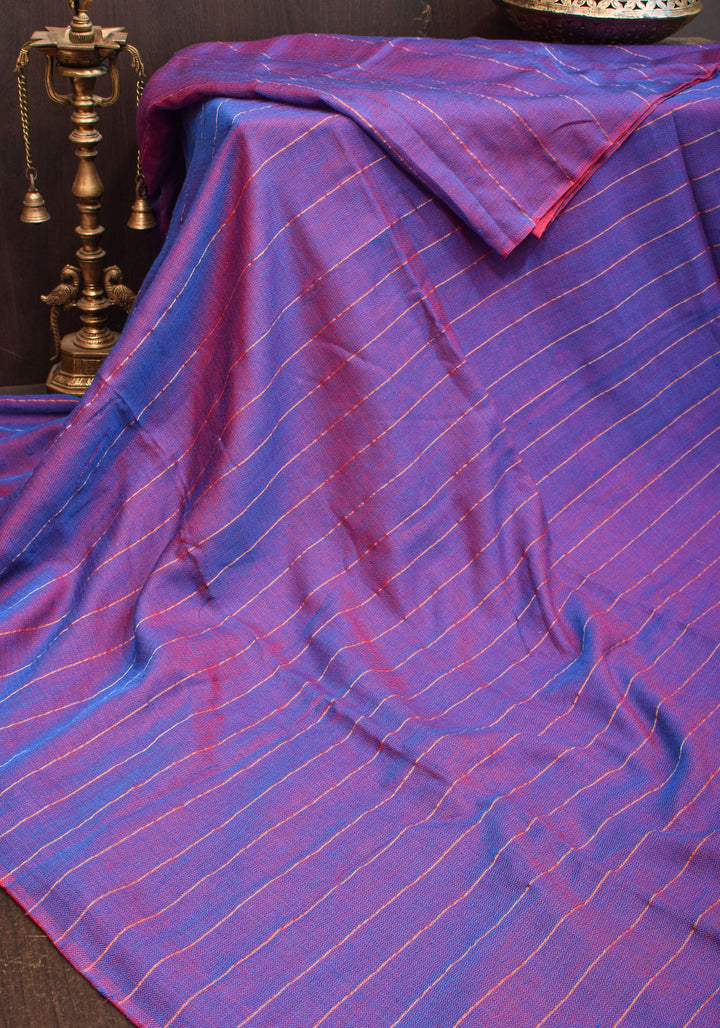 Reversible Maheshwari Saree in Mercerised Cotton with Extra Long tassles in Purple, no blouse Piece
