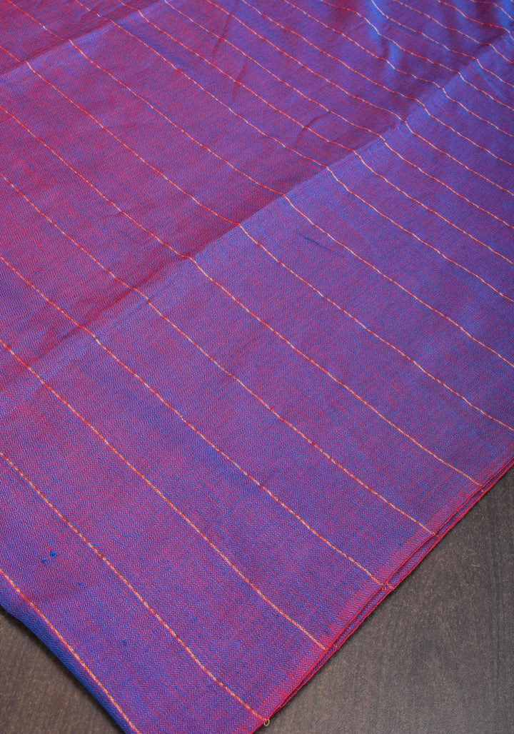 Reversible Maheshwari Saree in Mercerised Cotton with Extra Long tassles in Purple, no blouse Piece