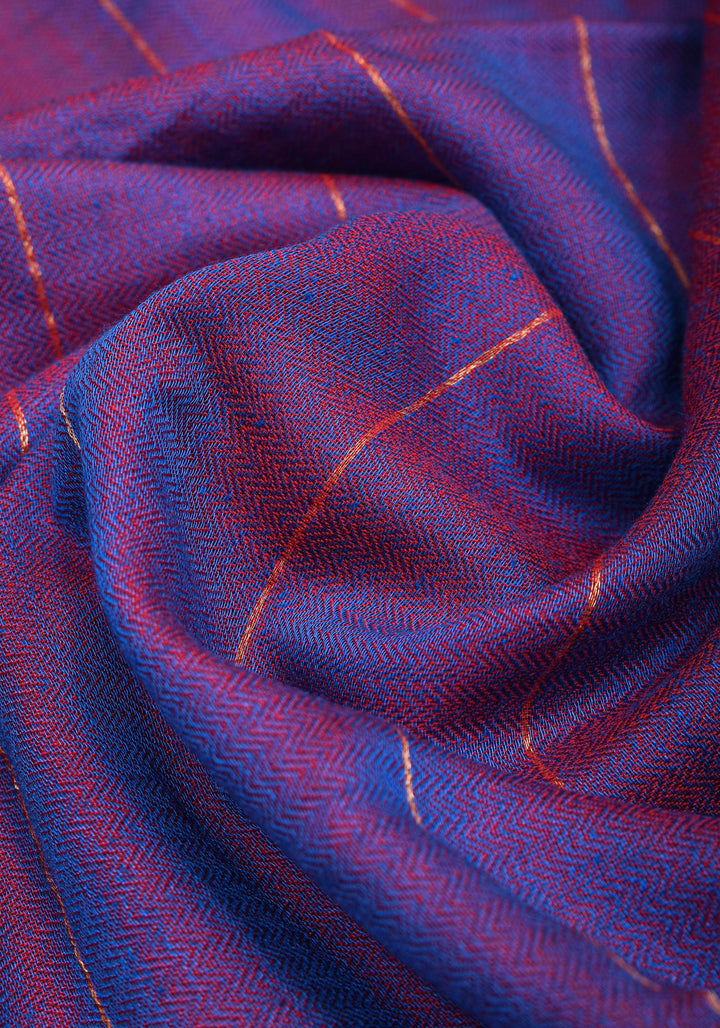 Reversible Maheshwari Saree in Mercerised Cotton with Extra Long tassles in Purple, no blouse Piece