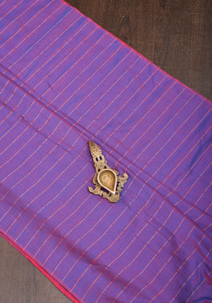 Reversible Maheshwari Saree in Mercerised Cotton with Extra Long tassles in Purple, no blouse Piece