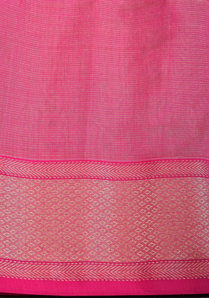 Handwoven Maheshwari silk cotton saree in Lilac with Pink