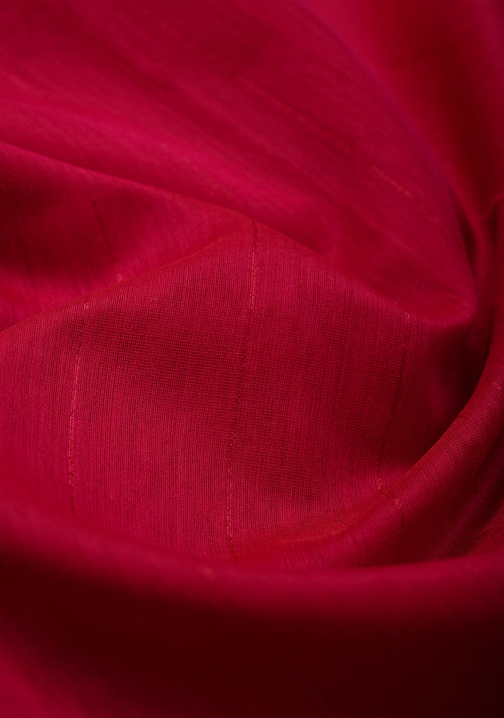 Pink Handwoven Maheshwari Silk Cotton Saree with Muted Stripes And Zari Border