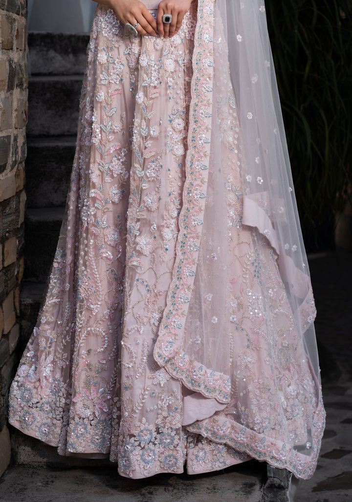 Gorgeous Dusty Pink Hand Embellished 3 Piece Lehenga Set with Cancan, Customizable, Made to Order