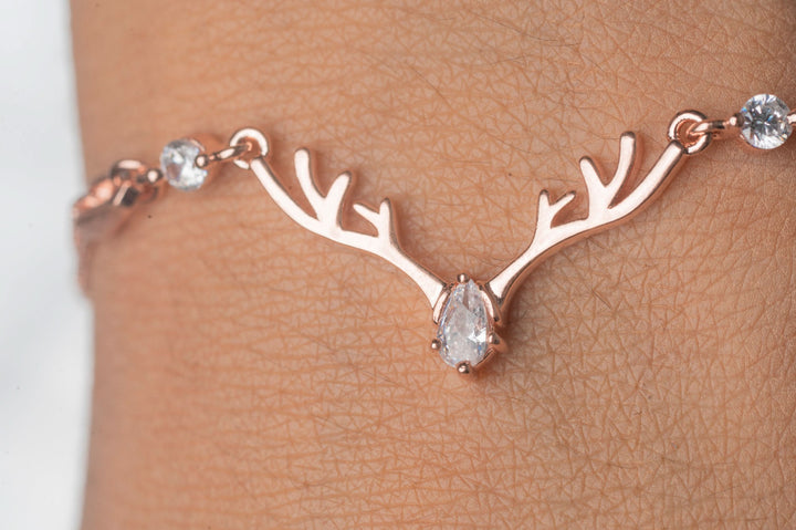 92.5 Silver Rose Gold Deer Bracelet Shobitam Jewelry