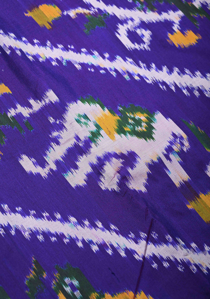 Stunning Purple Ikkat  Kanjivaram Silk Saree with Leheria Pattern Contrast Zari Border | SILK MARK CERTIFIED