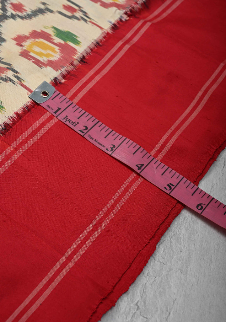 Beige Ikkat Pure Silk Saree with Intricate Floral weave and Contrast Border | SILK MARK CERTIFIED