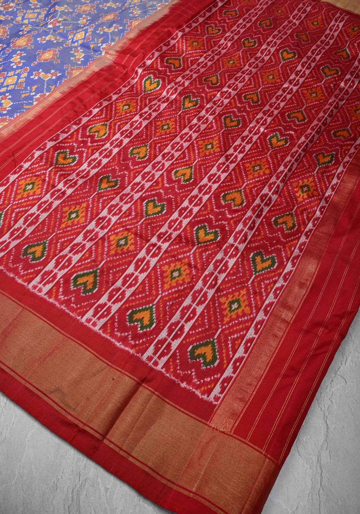 Lilac Pochampally Ikkat Pure Silk Saree with Intricate Geometric weave and Contrast Zari Border | SILK MARK CERTIFIED