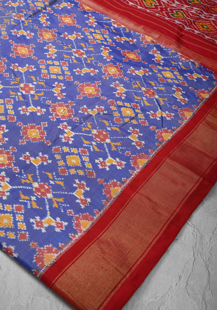 Lilac Pochampally Ikkat Pure Silk Saree with Intricate Geometric weave and Contrast Zari Border | SILK MARK CERTIFIED