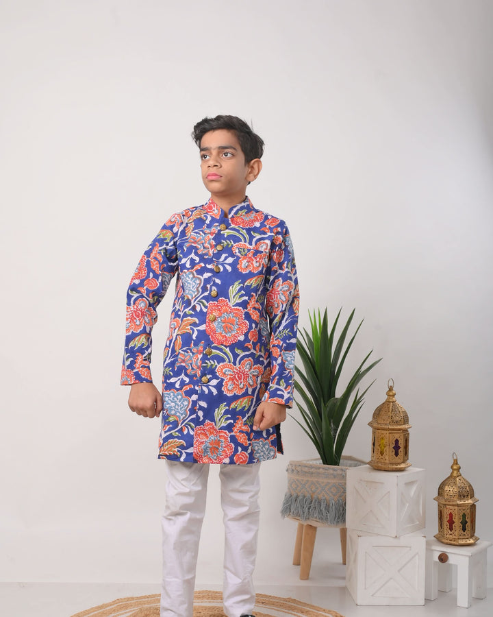 Mediterranean Bandgala jacket with pajama 2 Piece Set for Boy  | Shobitam Custom Wear Made To Order