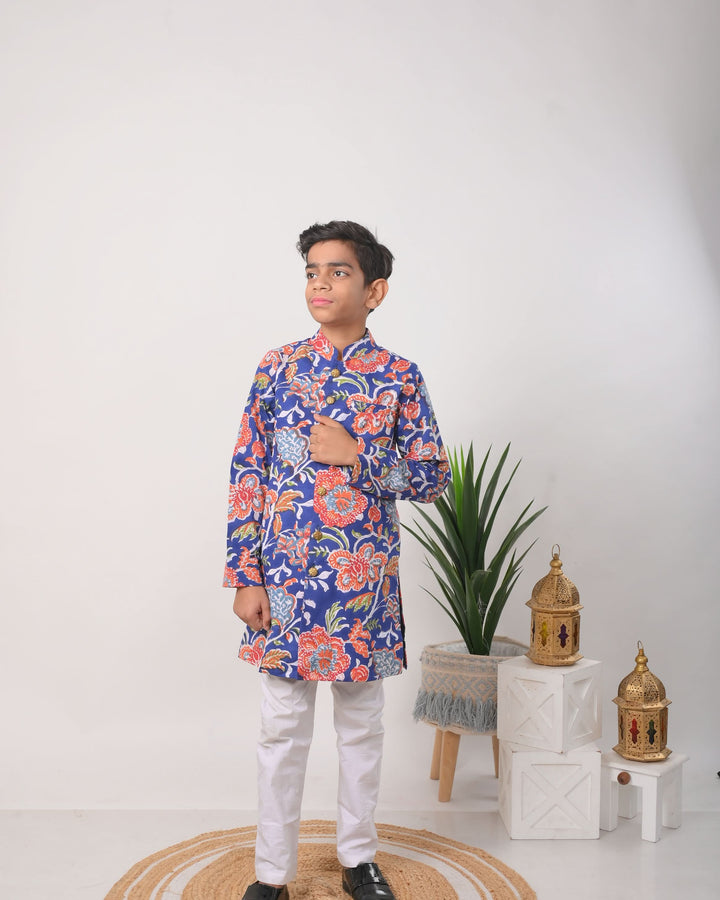 Mediterranean Bandgala jacket with pajama 2 Piece Set for Boy  | Shobitam Custom Wear Made To Order