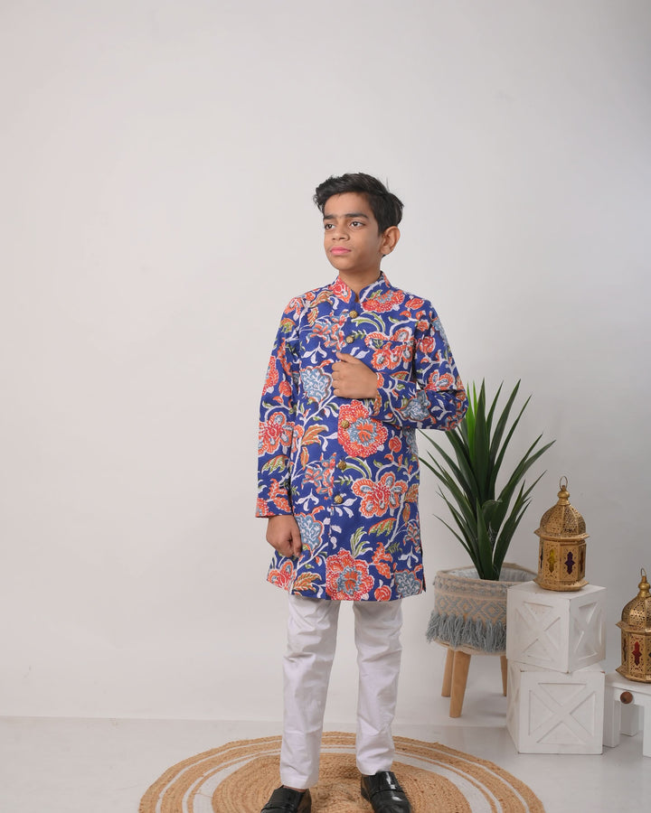 Mediterranean Bandgala jacket with pajama 2 Piece Set for Boy  | Shobitam Custom Wear Made To Order