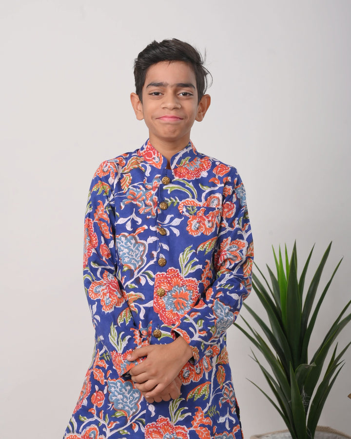 Mediterranean Bandgala jacket with pajama 2 Piece Set for Boy  | Shobitam Custom Wear Made To Order